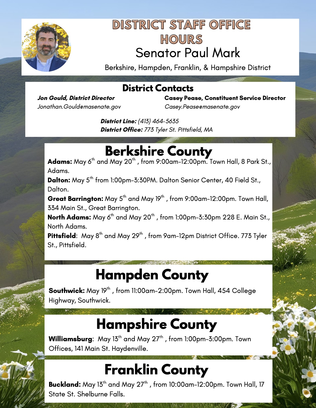 Senator Mark's May Office Hours